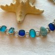 Larimar, Blue Quartz, Sea Glass & Sterling Silver Bracelet For Sale