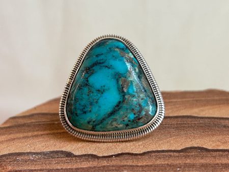 Beautiful Turquoise and Sterling Silver Adjustable Ring Online now