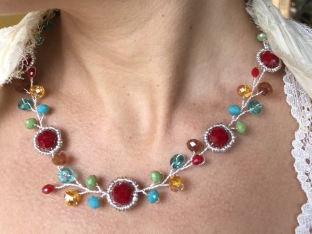 Branch Necklace- Red, Turquoise, Green & Yellow Online Hot Sale