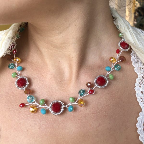 Branch Necklace- Red, Turquoise, Green & Yellow Online Hot Sale