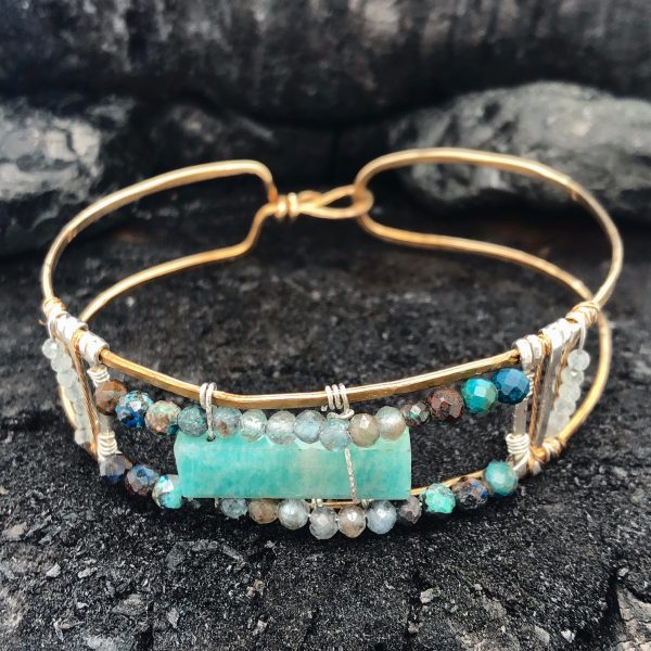 Amazonite Window Cuff Bracelet Hot on Sale