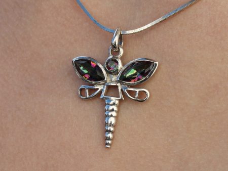 Mystic Topaz & Sterling Silver Dragonfly Pendant Discount