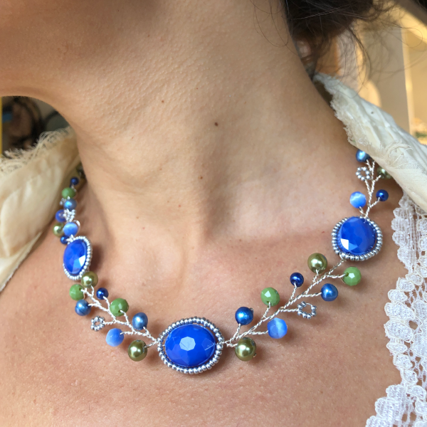 Branch Necklace- Cobalt & Green Supply