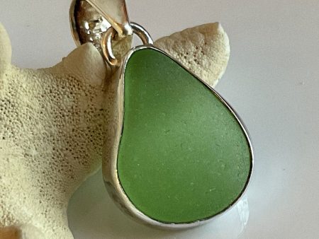 Green Sea Glass and Sterling Silver Pendant Fashion