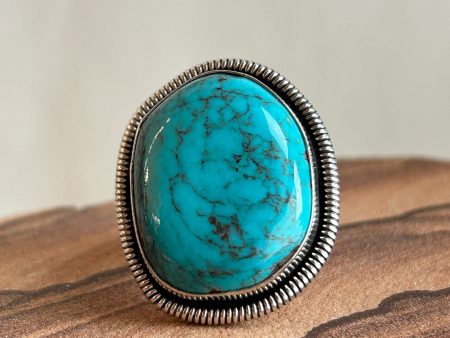 Pure Turquoise and Sterling Silver Handmade Ring Sale