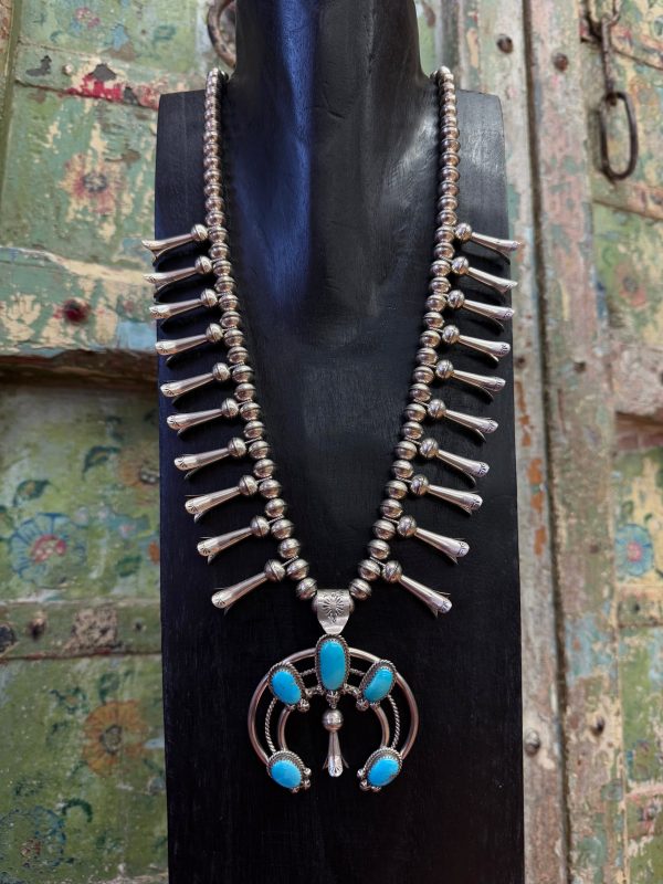 Navajo Squash Blossom Turquoise Necklace Fashion