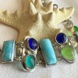 Larimar, Cobalt, Green Sea Glass & Sterling Silver Bracelet Discount