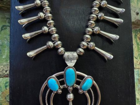 Navajo Squash Blossom Turquoise Necklace Fashion