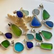 One-of-a-kind Cornflower Cobalt Sea Glass and Sterling Silver Pendant For Cheap