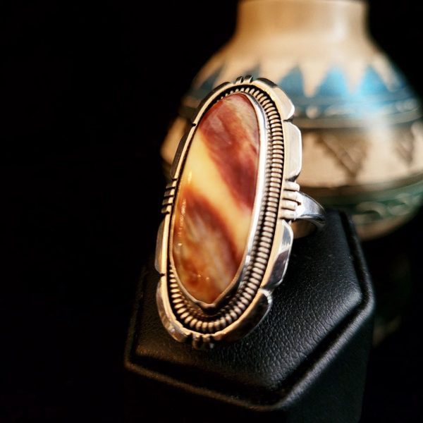 Spiney Oyster and Sterling Silver Navajo Handmade Ring Online