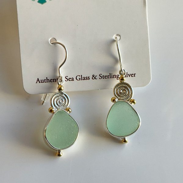 Gold and Sterling Silver Genuine Sea Glass Earrings Online Sale