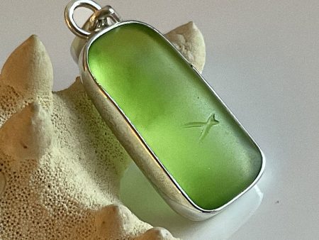 Genuine Green Sea Glass and Sterling Silver Pendant Online