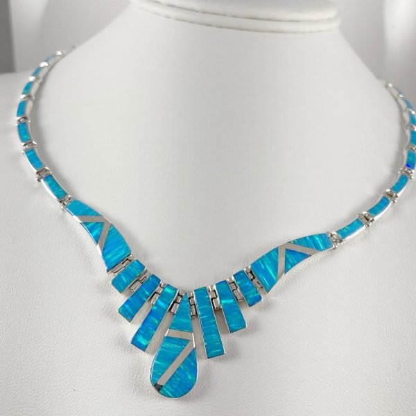 Lab Opal & Sterling Silver Inlaid Necklace Online