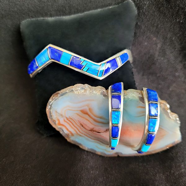 Lapis Lazuli, Opal, Turquoise, and Sterling Silver Bracelet Discount