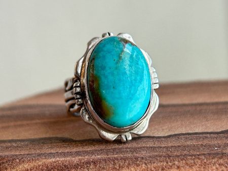 Turquoise and Sterling Silver Adjustable Ring Online Hot Sale