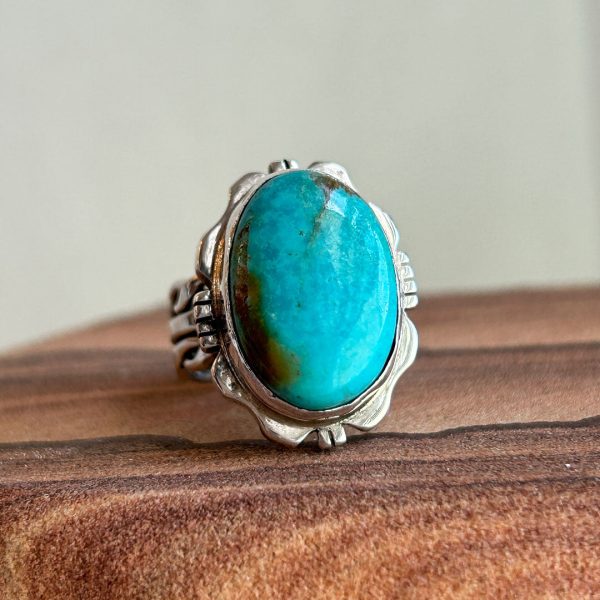 Turquoise and Sterling Silver Adjustable Ring Online Hot Sale