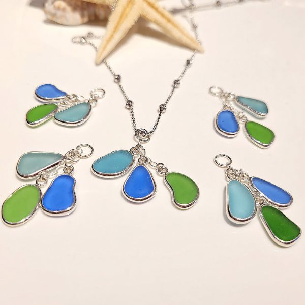 Beautiful Sea Glass and Sterling Silver Pendant from Our Tropical Collection Fashion