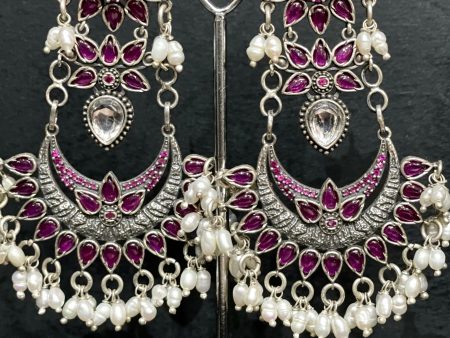 Banjara Ruby, Quartz & Pearl Earrings Online now