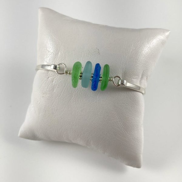 Multi-Colored Sea Glass & Sterling Silver Bracelet Sale