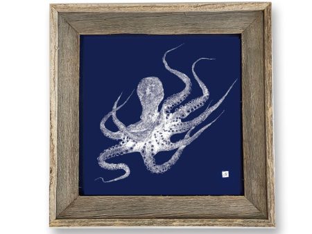 14 x 14 Octopus on blue For Sale