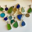 Chartreuse Collectors Green Sea Glass and Sterling Silver Pendant For Discount