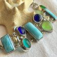 Larimar, Cobalt, Green Sea Glass & Sterling Silver Bracelet Discount