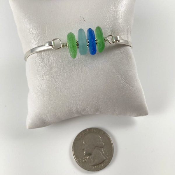 Multi-Colored Sea Glass & Sterling Silver Bracelet Sale