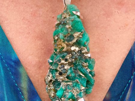 Emerald and Pyrite Pendant For Discount