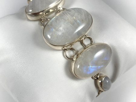 Blue Fire Moonstone & Sterling Silver Bracelet Online Hot Sale