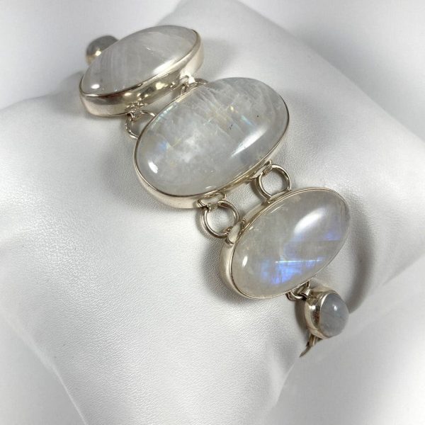 Blue Fire Moonstone & Sterling Silver Bracelet Online Hot Sale