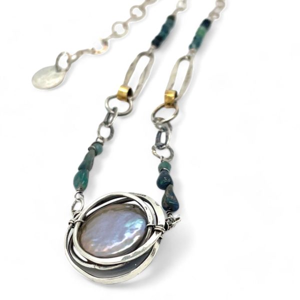 Blue Tourmaline Link Necklace 82699N Cheap