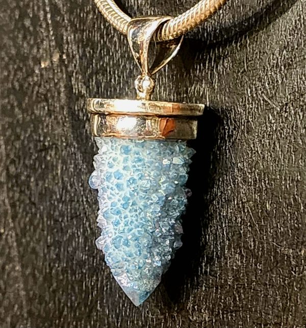 Aquamarine Aura Druzy Pendant Cheap