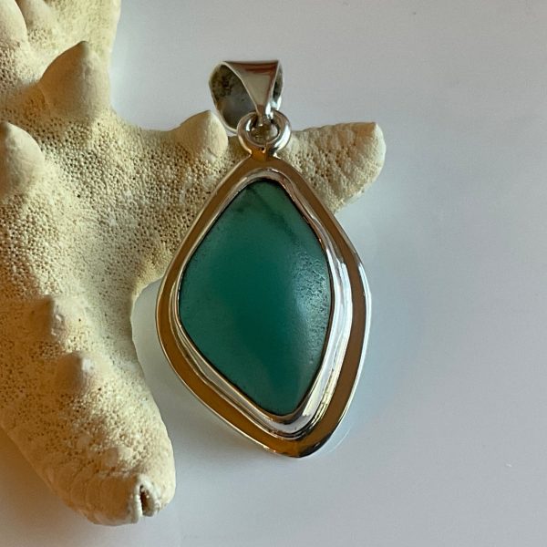 Emerald Sea Glass and Sterling Silver Pendant Online