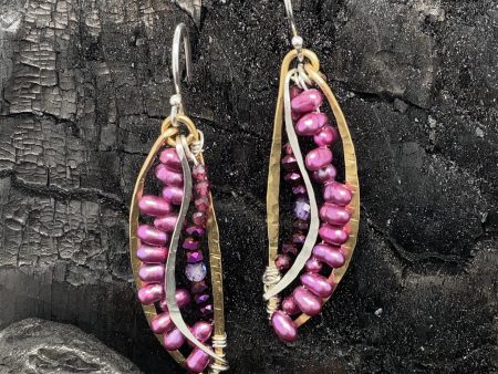 Purple Peacock Pearl Earrings For Cheap