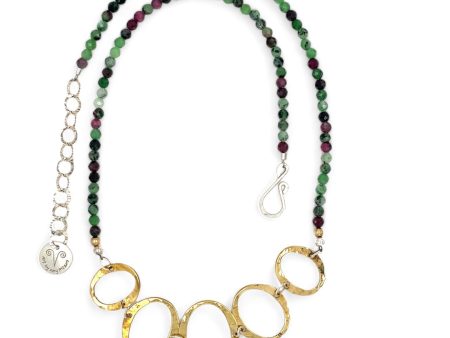 Zoisite Brass Ring Necklace 82669N Online now