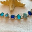 Larimar, Blue Quartz, Sea Glass & Sterling Silver Bracelet For Sale