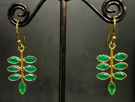 Gold Emerald Leaf Earrings Supply