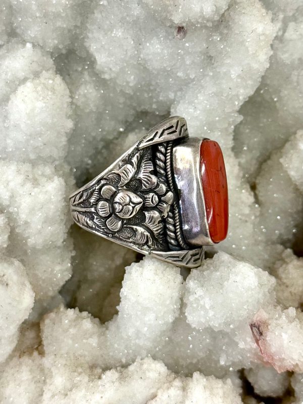 Red Coral Saddle Ring Online