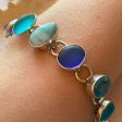 Larimar, Blue Quartz, Sea Glass & Sterling Silver Bracelet For Sale