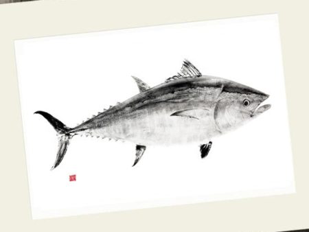 11 x 14 Bluefin Tuna Black ink Gyotaku Archival Print Hot on Sale