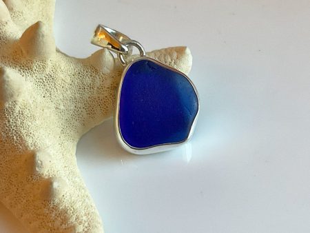 Cobalt Made in MA Sea Glass and Sterling Silver Pendant Online Sale