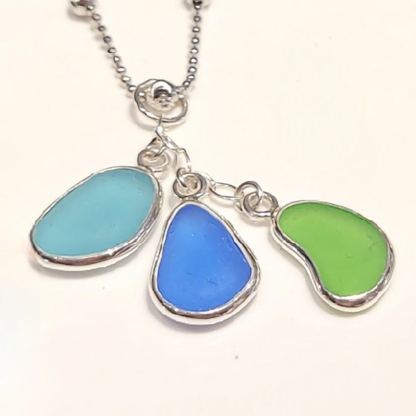 Beautiful Sea Glass and Sterling Silver Pendant from Our Tropical Collection Fashion