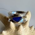 Beautiful Cobalt Sea Glass, Gold, & Sterling Silver Spinner Ring Fashion