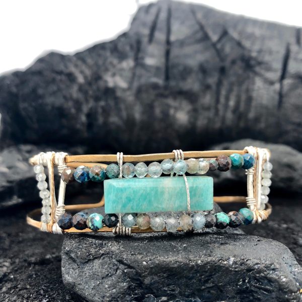 Amazonite Window Cuff Bracelet Hot on Sale