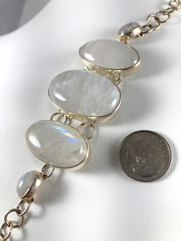 Blue Fire Moonstone & Sterling Silver Bracelet Online Hot Sale