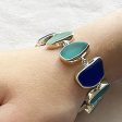 Cobalt Green Shades of Genuine Sea Glass & Sterling Silver Bracelet Sale