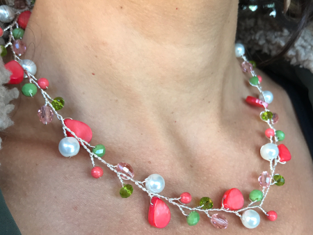 Branch Necklace- Pink, Green, & White Supply