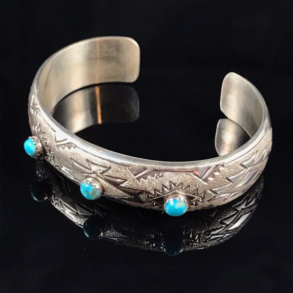 Turquoise & Dusted Sterling Silver Bracelet Supply