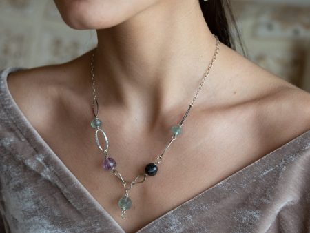 Fluorite Organic Chain Necklace 83250N For Sale