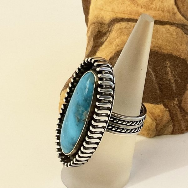 Pure Deep Blue Turquoise and Sterling Silver Ring Fashion